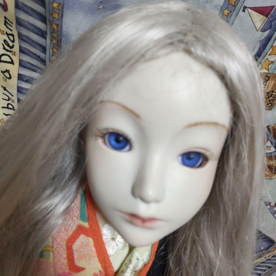 シルバー髪の着物人形 創作人形