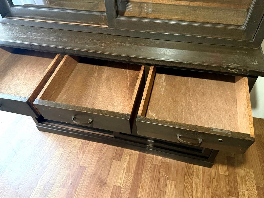 古家具 ガラス引戸 水屋箪笥
