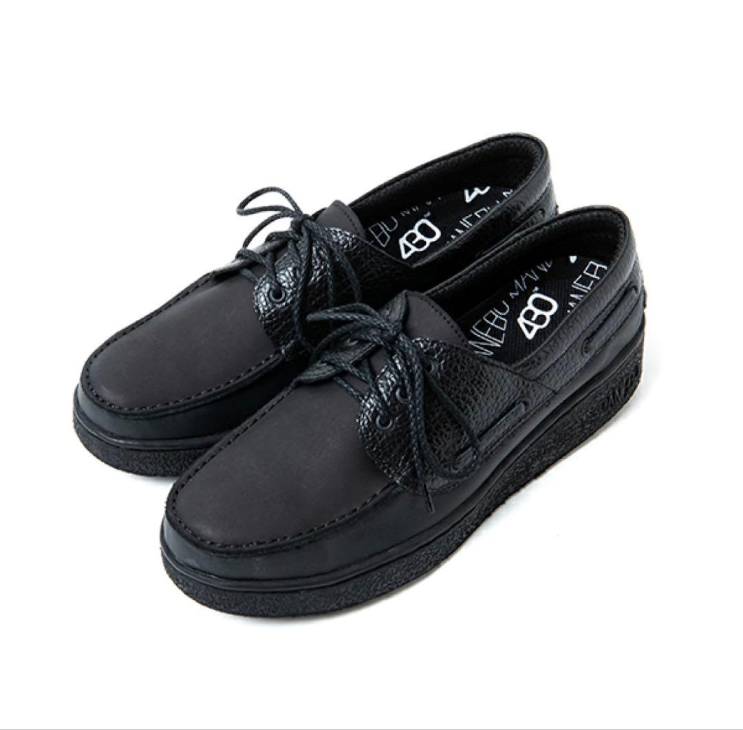 MANEBU FOURTHIRTY ブラック モカシンシューズ レザー