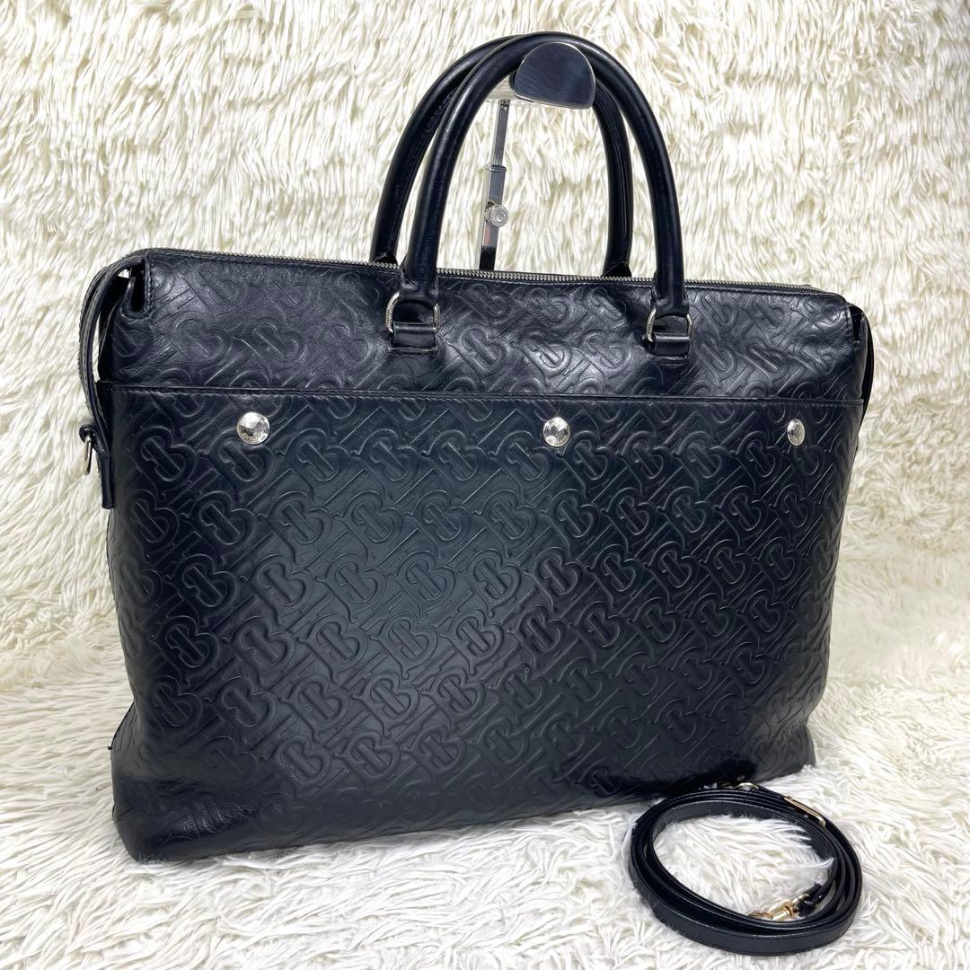 BURBERRY バーバリー　ビジネスバッグ　BTモノグラム　レザー　ブラック