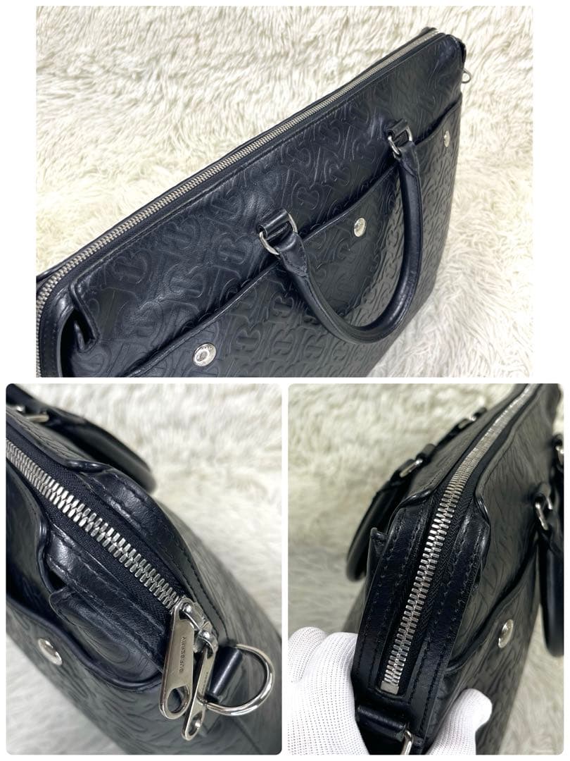 BURBERRY バーバリー　ビジネスバッグ　BTモノグラム　レザー　ブラック