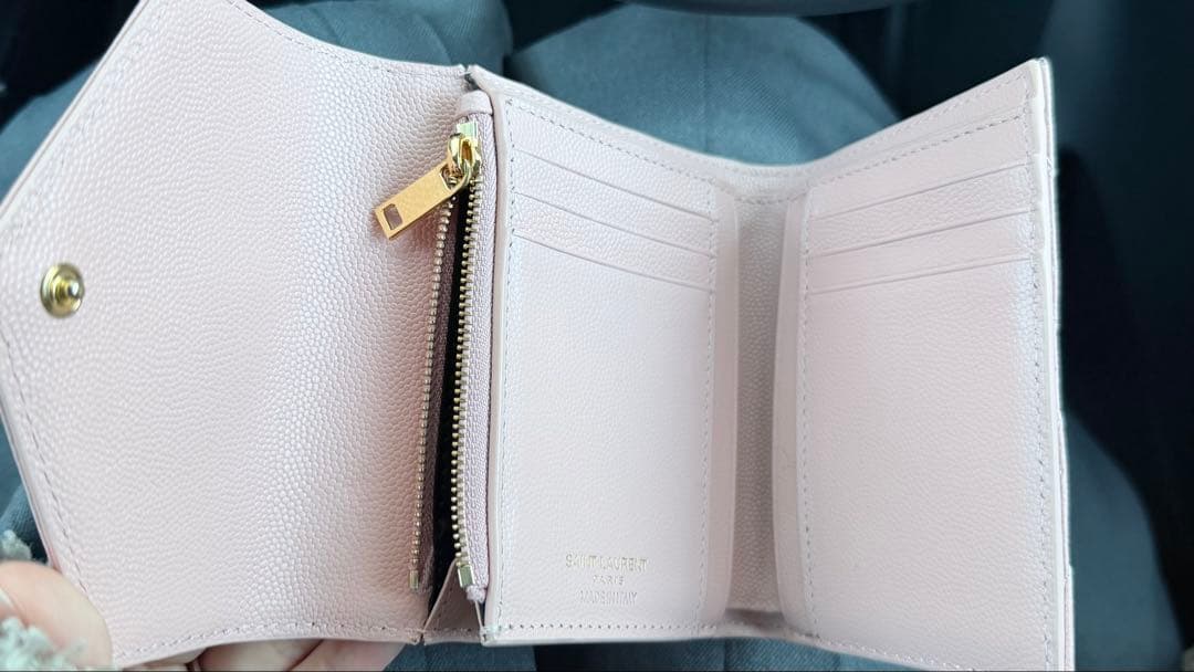 SAINT LAURENT 三つ折り財布 ライトピンク