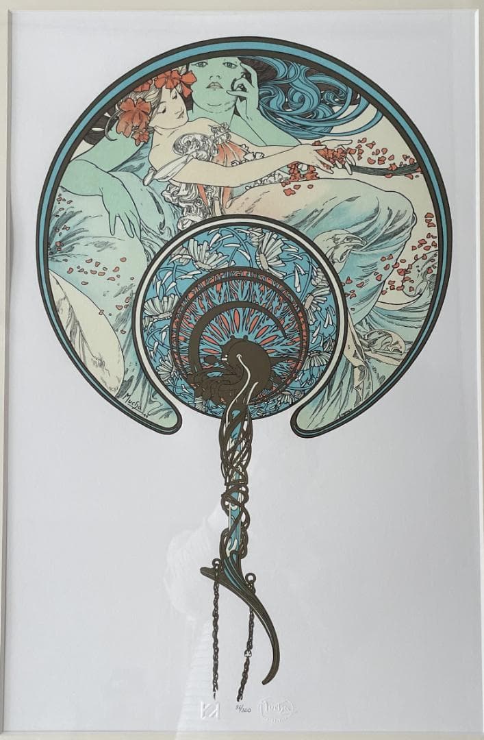 ミュシャ　シルクスクリーン　風は青春とともに去る(1899)　86/300