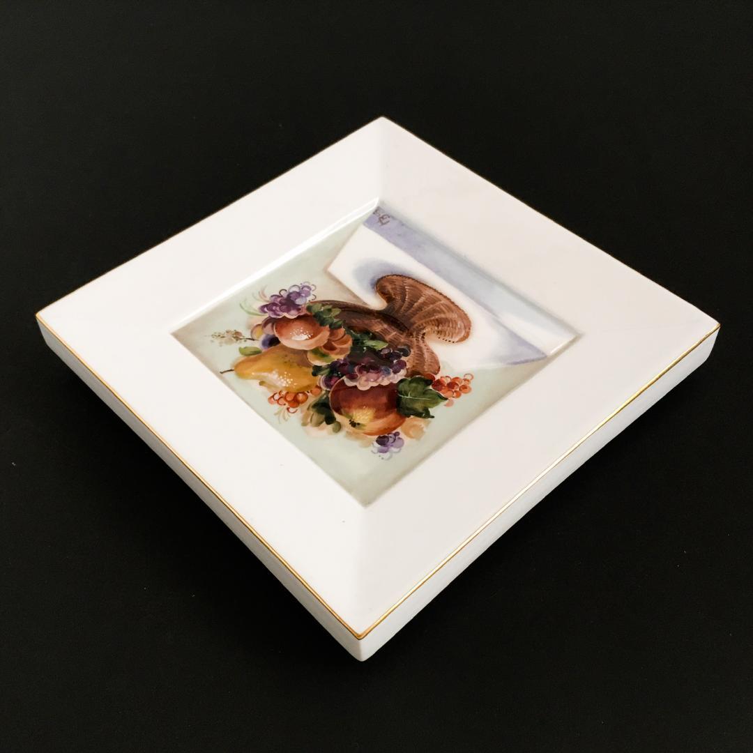 マイセン 「卓上の果物」H・ブレチュナイダー  陶板画 14.5センチ