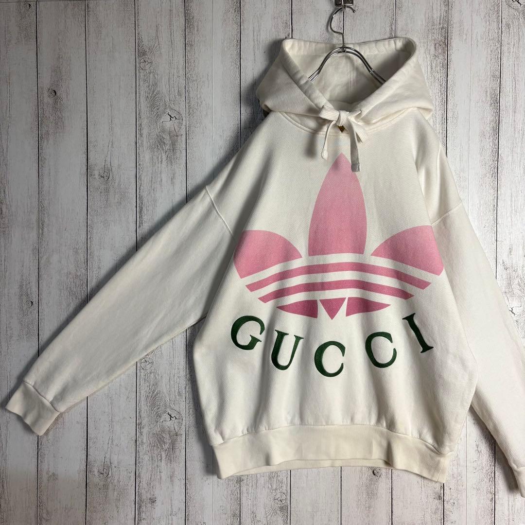 366【美品】グッチ×アディダス☆刺繍＆プリント入りコラボパーカー ユニセックス