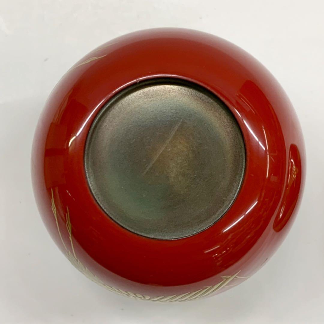 【大棗　朱鶴蒔絵】高蒔絵　内銀　市川準斎