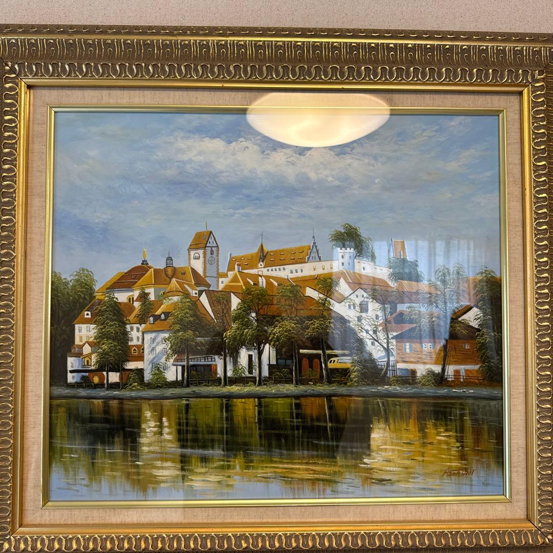 町の風景 油彩画 大きめの作品