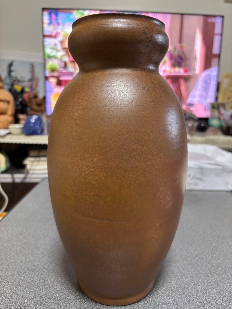 人間国宝　金重陶陽作　花瓶　分銅印