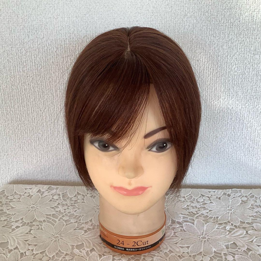 人毛 部分 医療用 ウィッグ ヘアピース ショート ストレート 3D前髪 かつら