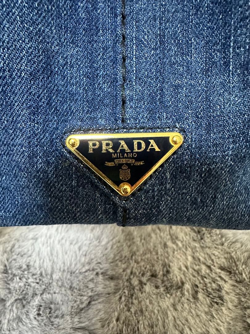 美品 PRADA カナパ 2WAYバッグ TUサイズ デニムブルー系1BG439