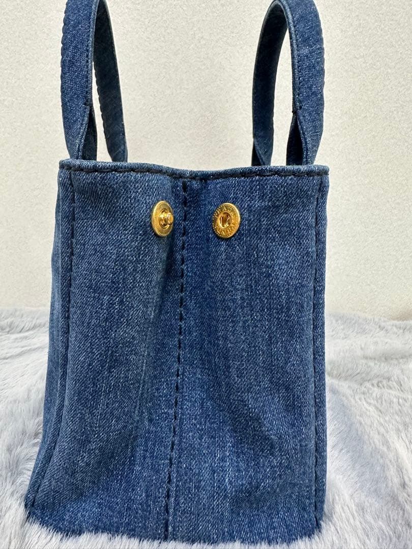 美品 PRADA カナパ 2WAYバッグ TUサイズ デニムブルー系1BG439