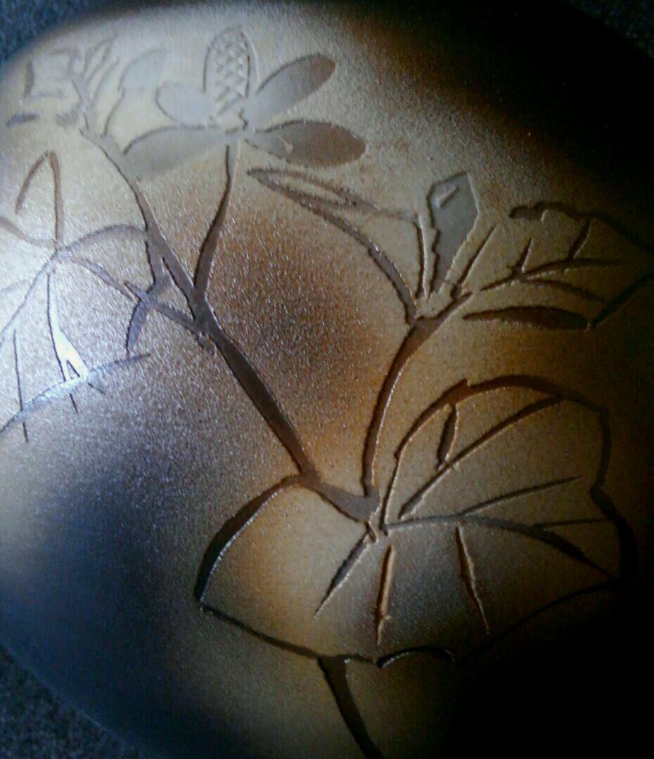 京焼　日展作家　西川實作　塩釉　夏草　花文様　花瓶　共箱　師　文化勲章　楠部彌弌