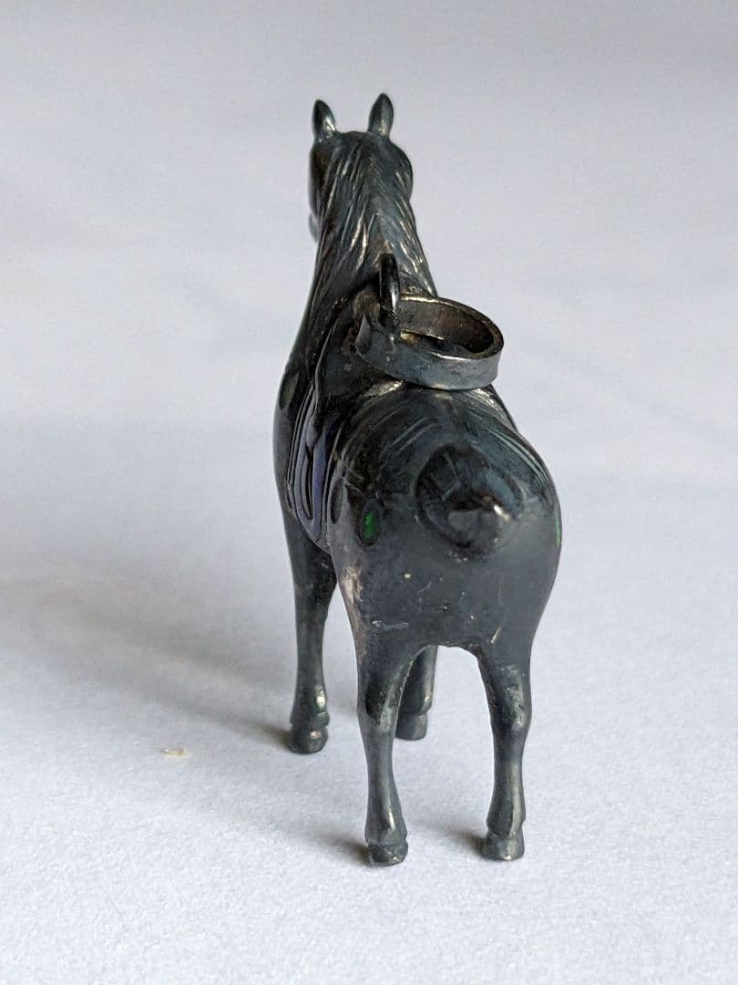 ♦刻印975 極小銀細工 馬 ペンダント 西洋 中国七宝焼？象嵌 珍物 骨董品