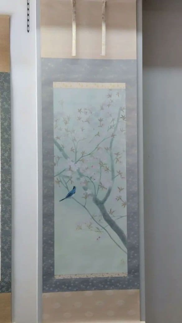 掛け軸　桜と鳥　春　樋口暘
