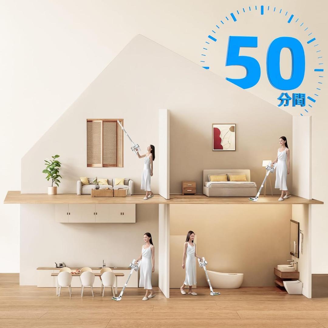 掃除機 コードレス 50Kpa超強力吸引 2WAY コードレス掃除機
