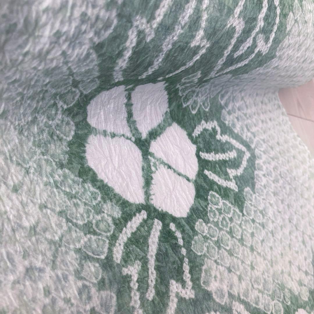 有松鳴海絞り　浴衣　反物　アサガオ　湯のし済み　No.3-260