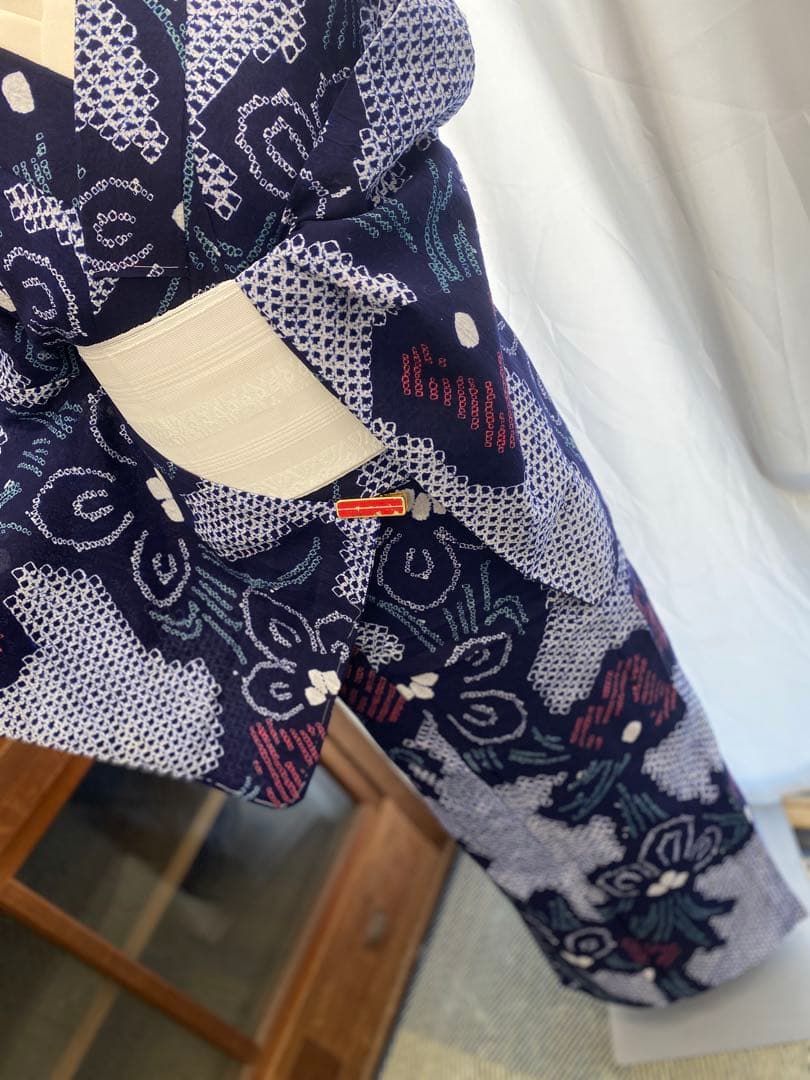 あ*い様 May8.1 有松鳴海浴衣絞り　綿　袖しつけ付き　身丈　155.5