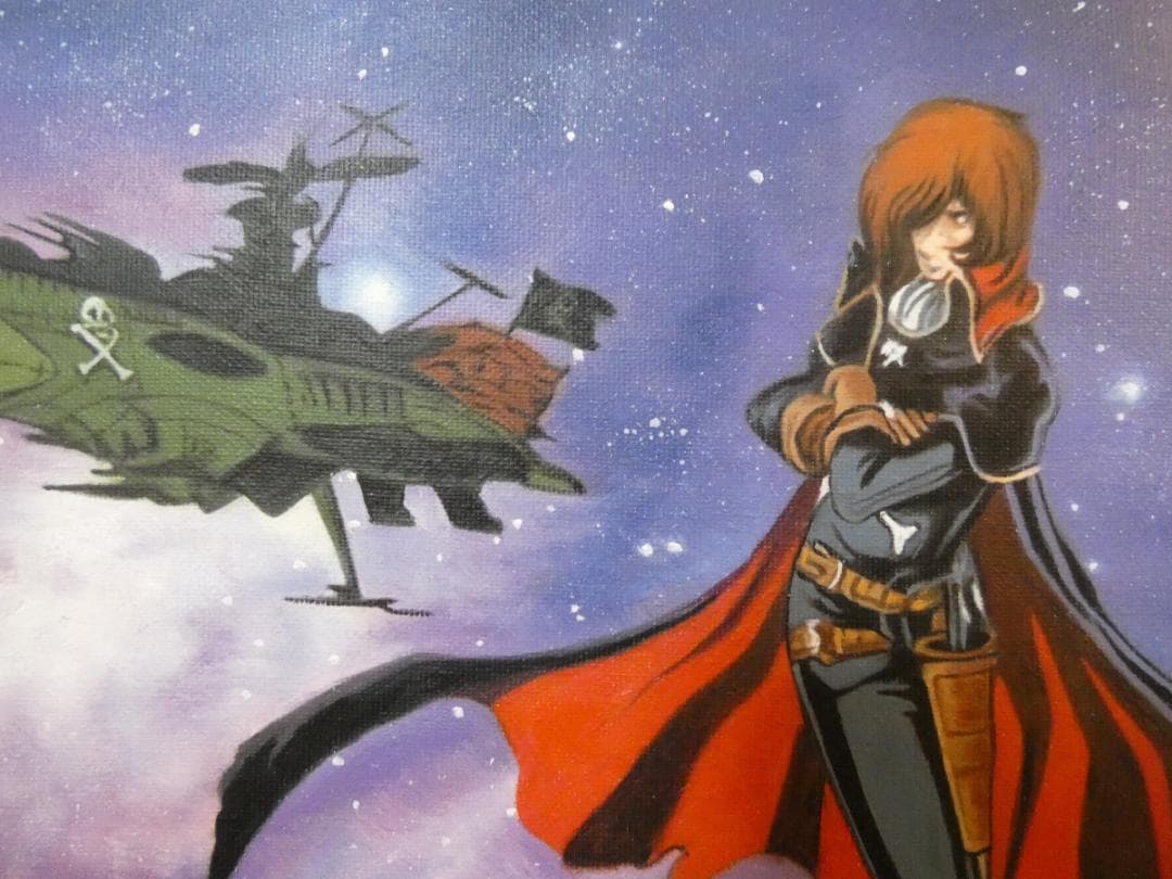 油絵　額付き　松本零士　M10 【　風景、人物　】手描き