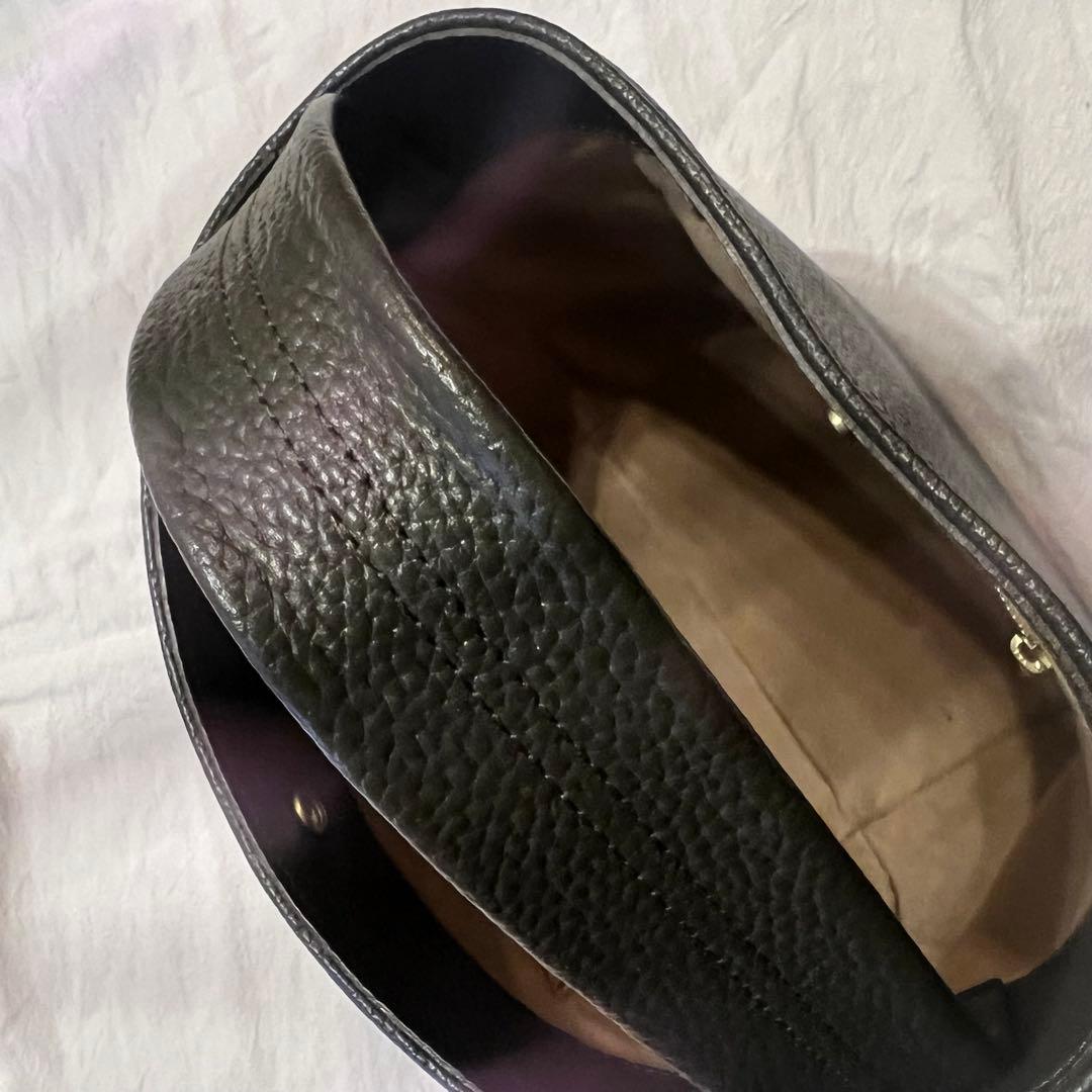 値下げ_美品_Chilli カーキ色 レザーハンドバッグ