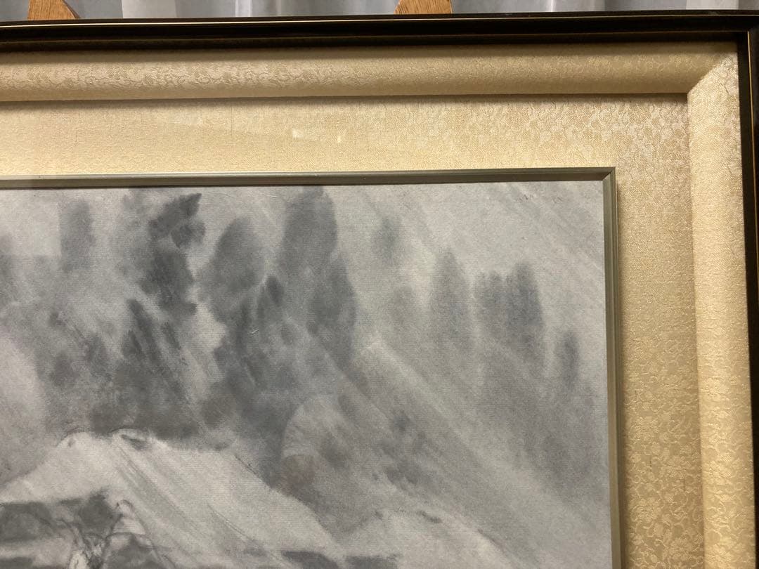 日本画　水墨画　真作　山家の吹雪　[高橋東山] 直筆サイン　箱著作付き　Ｆ６号