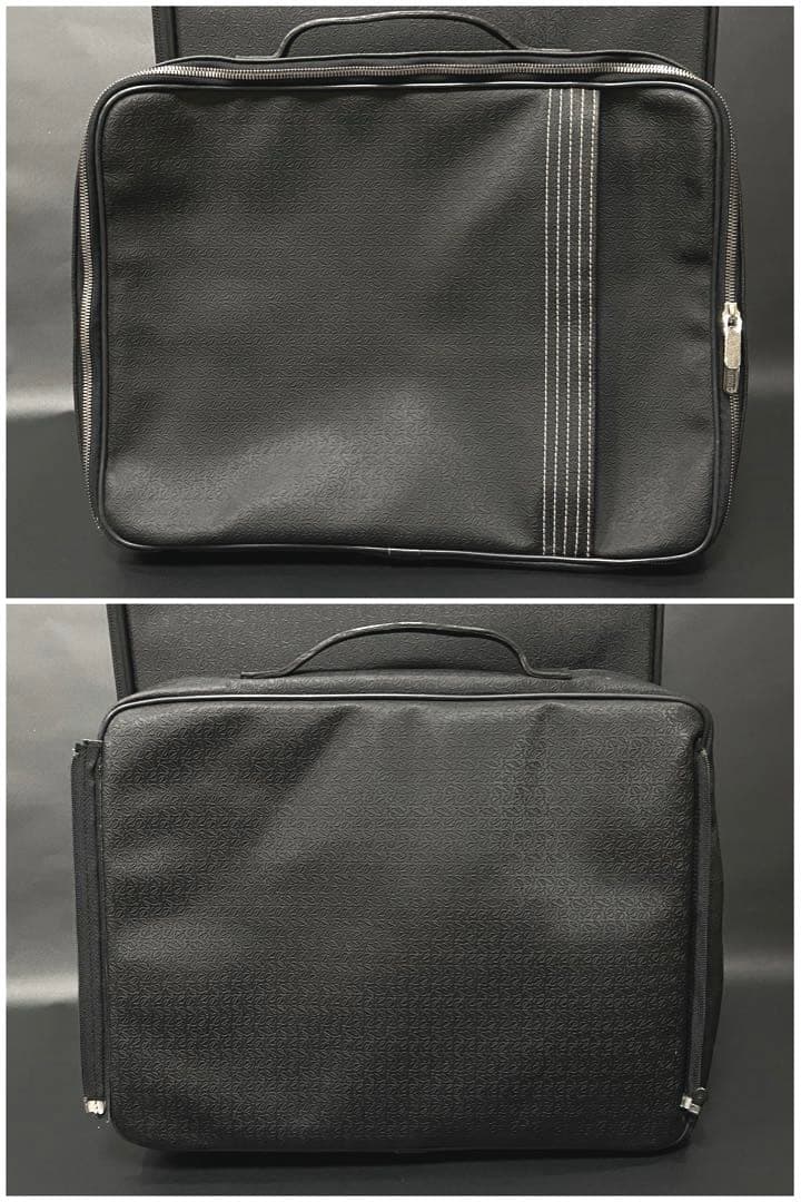 ロエベ キャリーケース 旅行カバン 黒 アナグラム ブリーフ レザーPVC機内