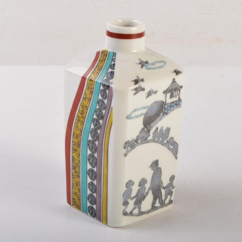 石川県指定無形文化財　九谷焼　武腰潤作　色絵金彩　四季　秋　徳利　N　6839