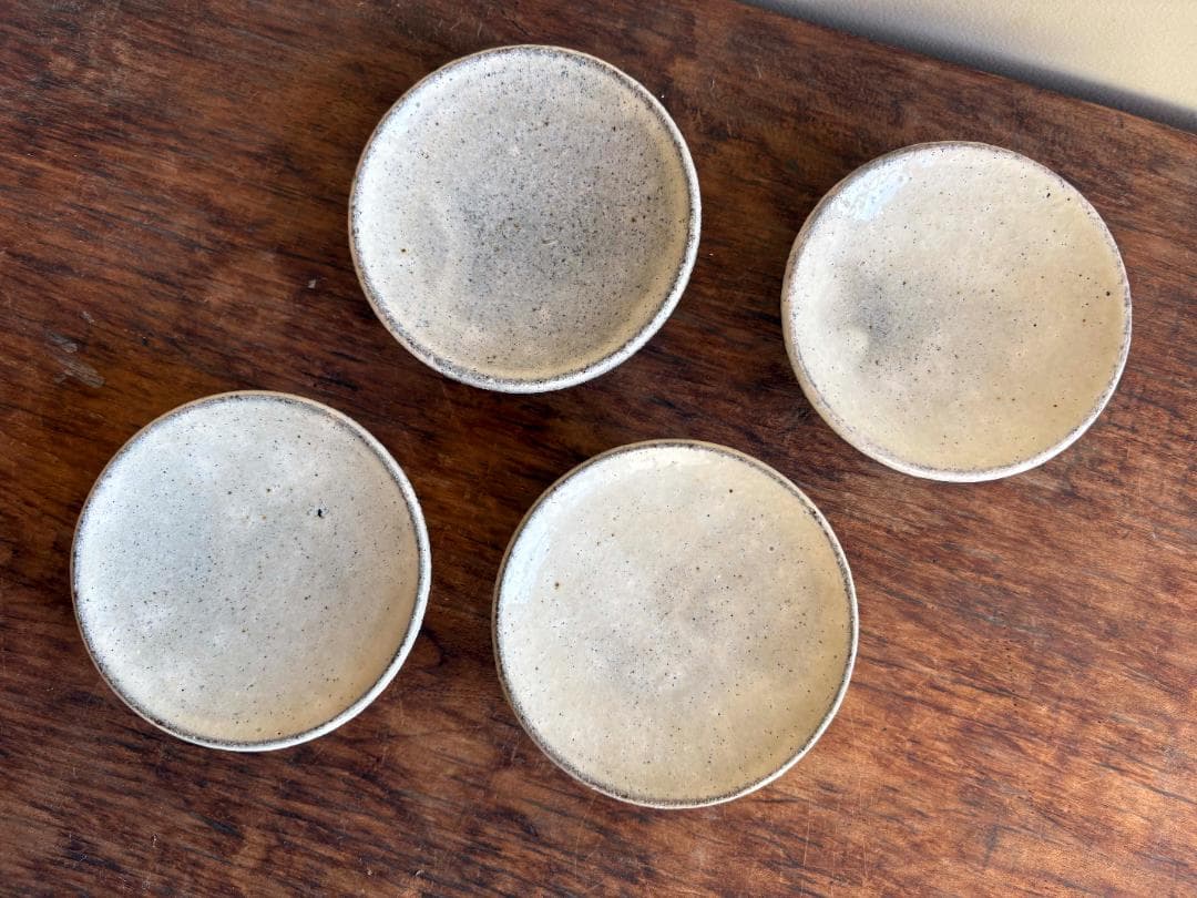 舩木研兒　白秞（粉引）高台小皿　４客セット