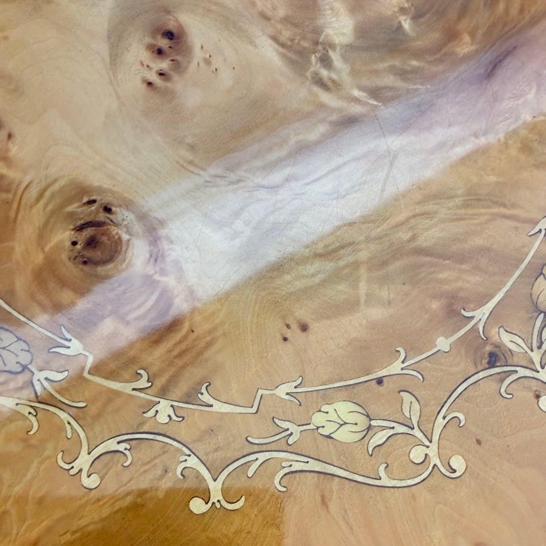 イタリア製 象嵌細工 サイドテーブル ヴィンテージ 艶あり 花柄