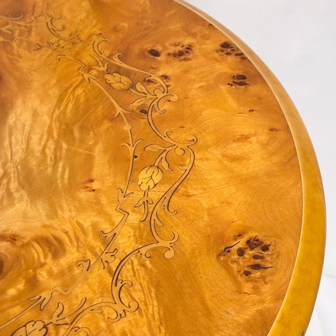 イタリア製 象嵌細工 サイドテーブル ヴィンテージ 艶あり 花柄