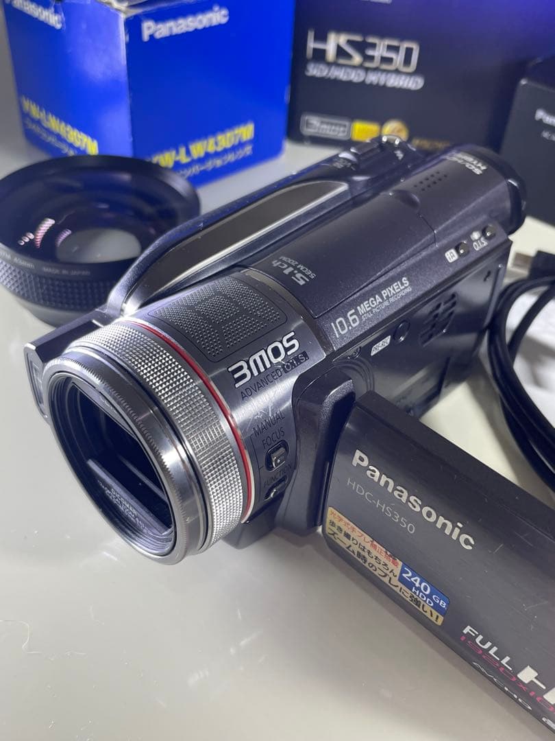 【値下げ】HDC-HS350 SD/HDD ワイコンレンズ&大容量バッテリー付き