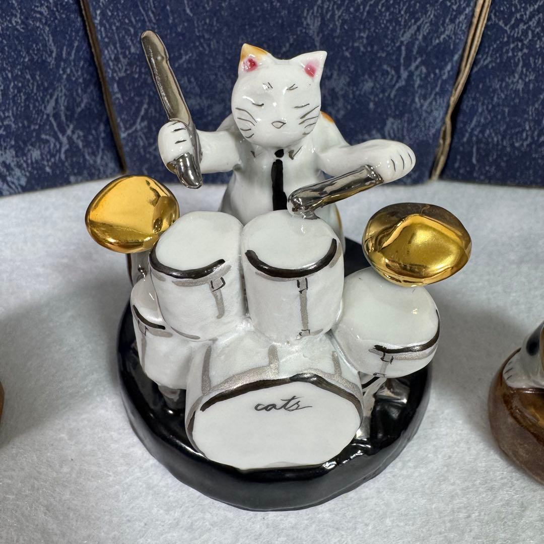 九谷焼　JAZZ ジャズ　ネコ　ピアノ　トランペット　サックス　ギター　ベース