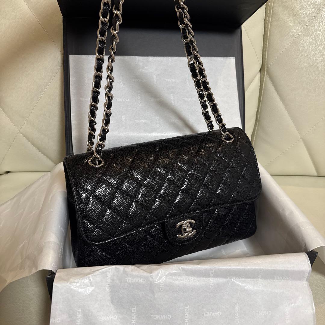 ノベルティCHANEL チェーン フラップバッグ キャビアスキン 2way