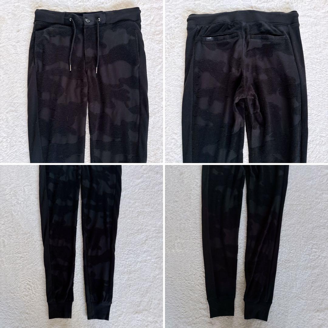 【AKM】セットアップ ジップパーカー パンツ XLサイズ ブラック カモフラ