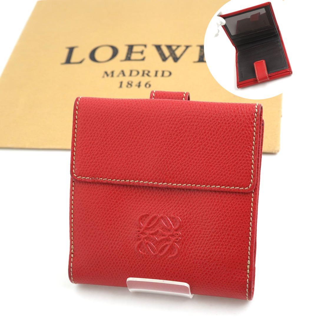✨未使用展示品✨　LOEWE ミニ財布　アナグラム　レッド　赤色　アマソナ