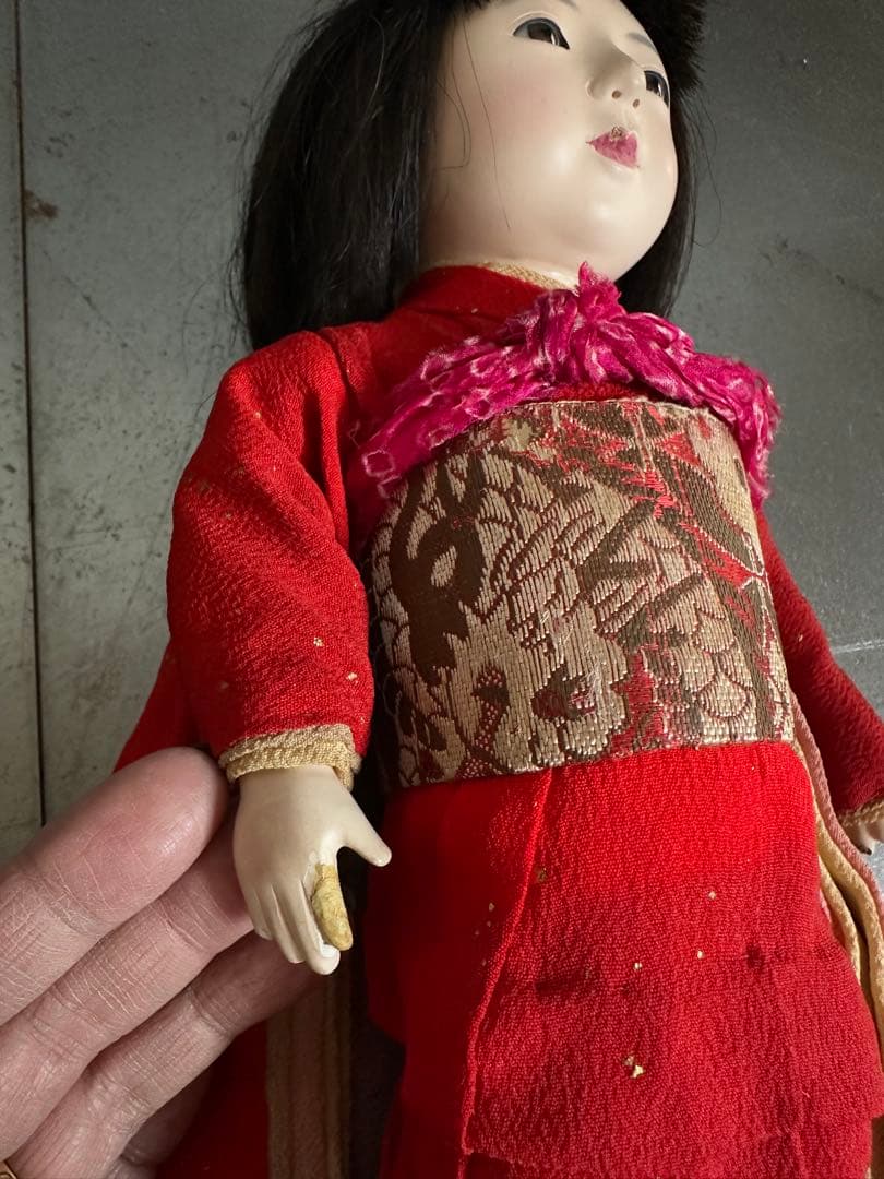 瞬間的お値下げ❣️ヴィンテージ　市松人形 真っ赤なお着物がかわいい