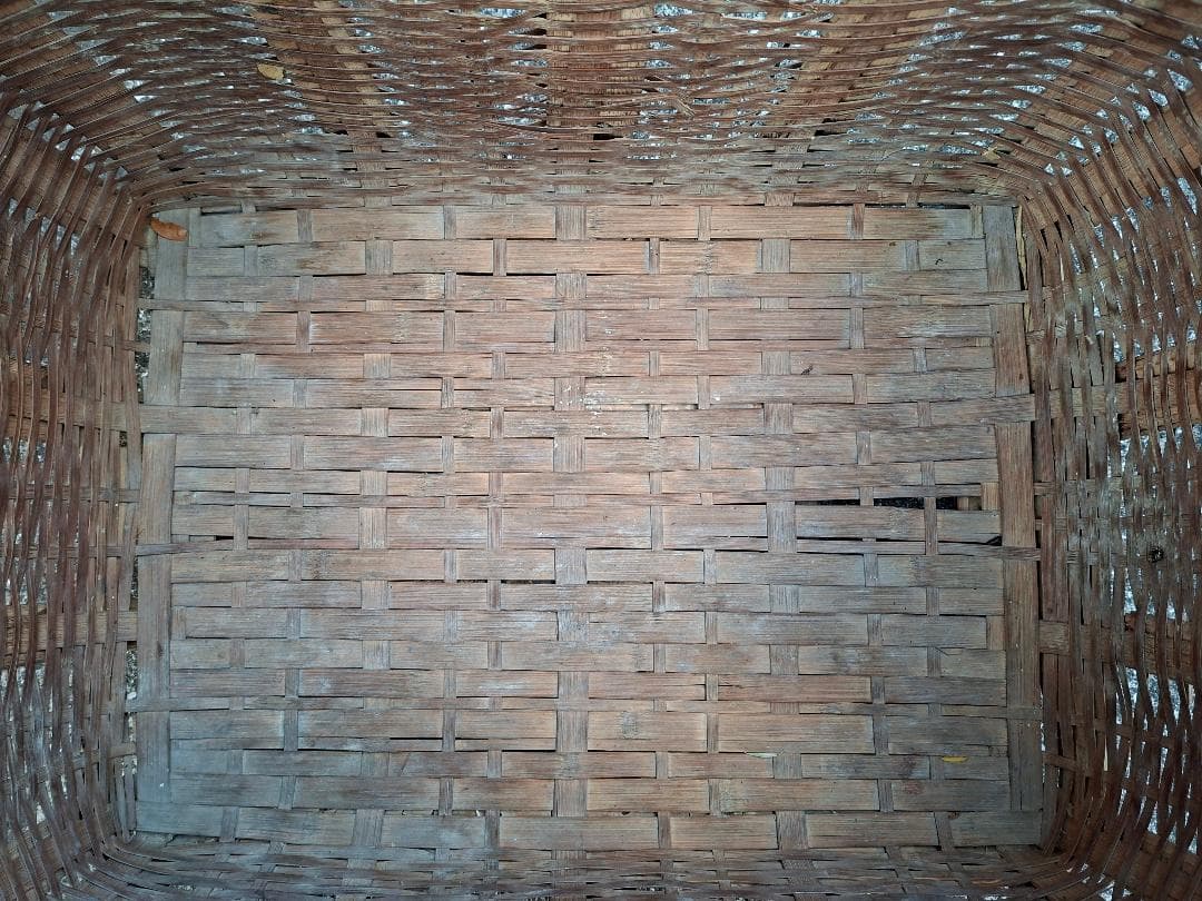 【古道具】大型 竹籠 2個セット 網代編み 天然竹 昭和レトロ アンティーク