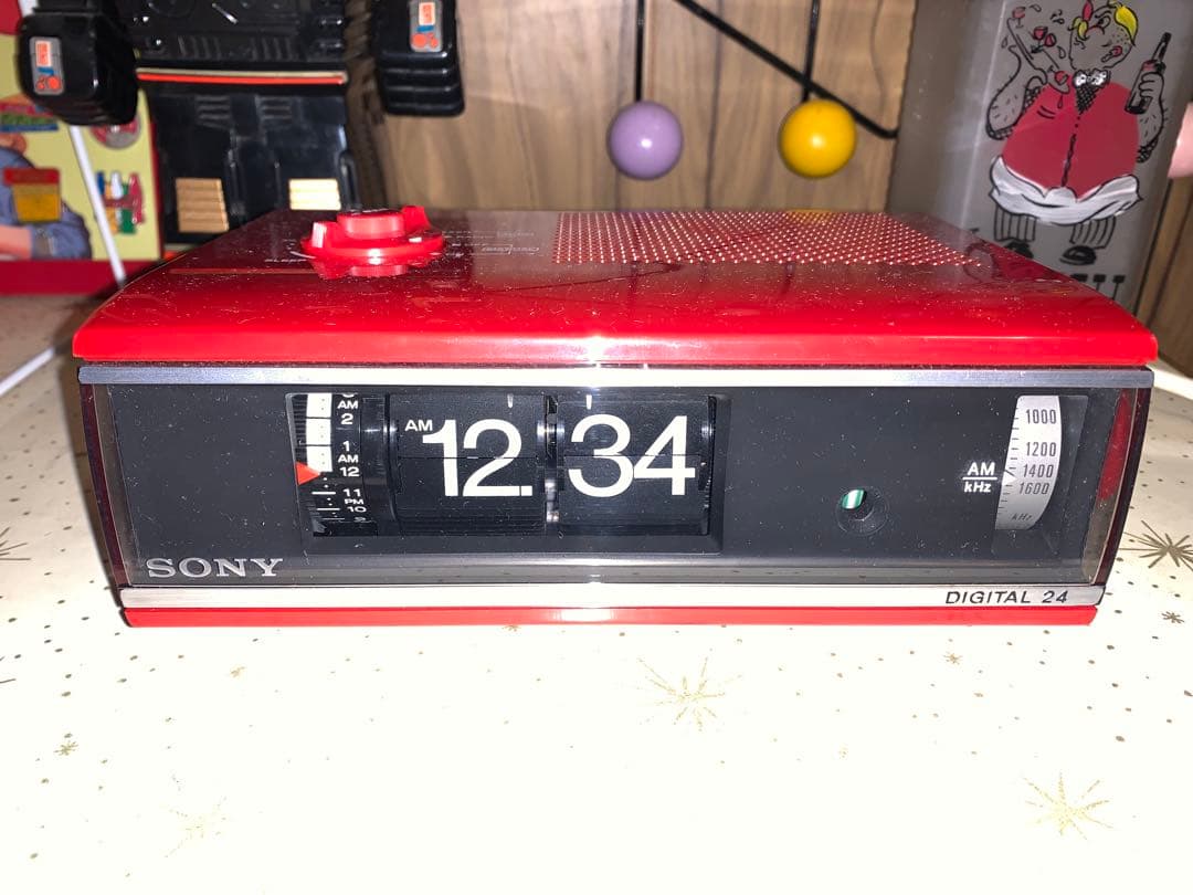 昭和レトロ　動作品　ソニー　SONY ラジオ付　パタパタ時計　スペースエイジ