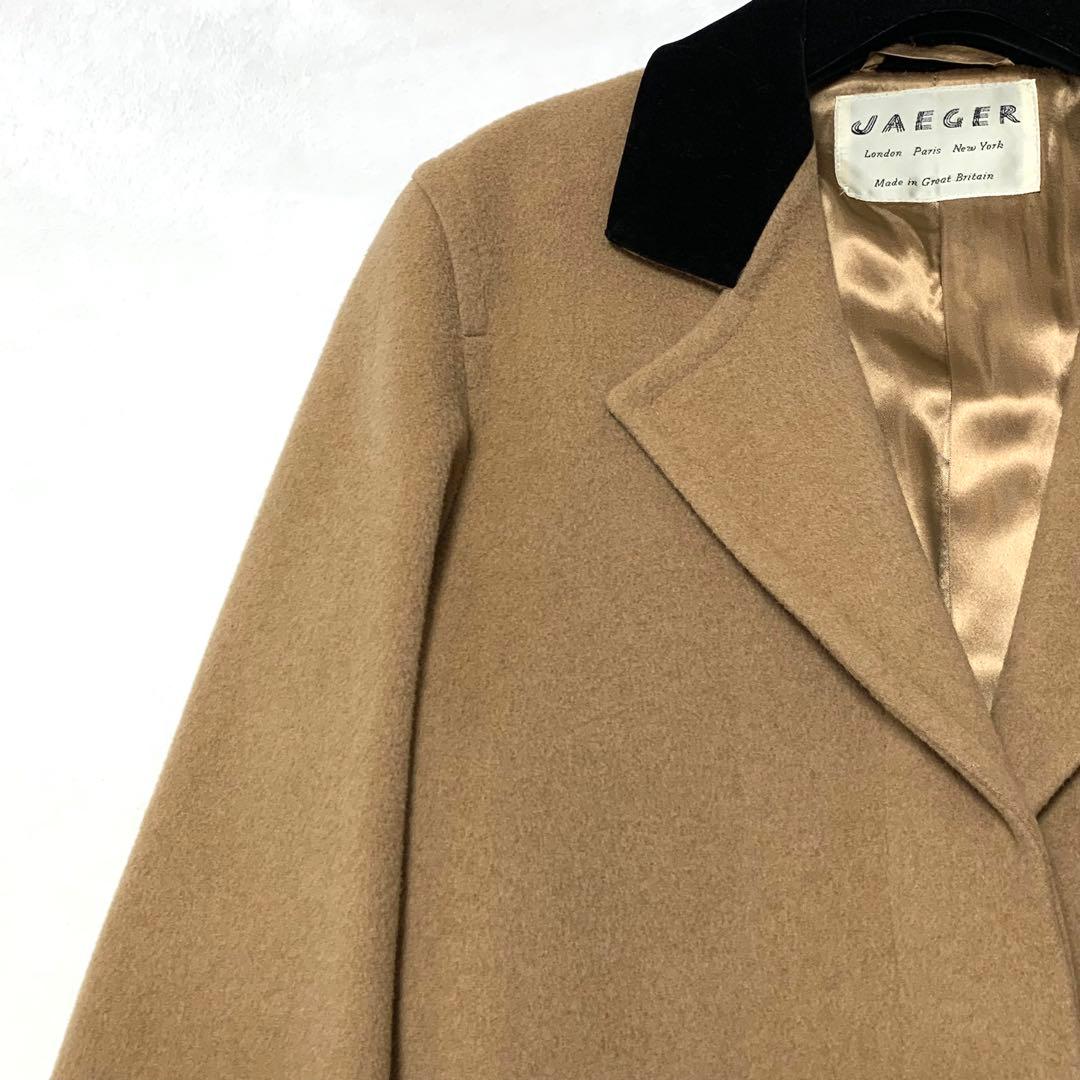 最高級 JAEGER イエガー 英国製 コート キャメル100% ベロア襟
