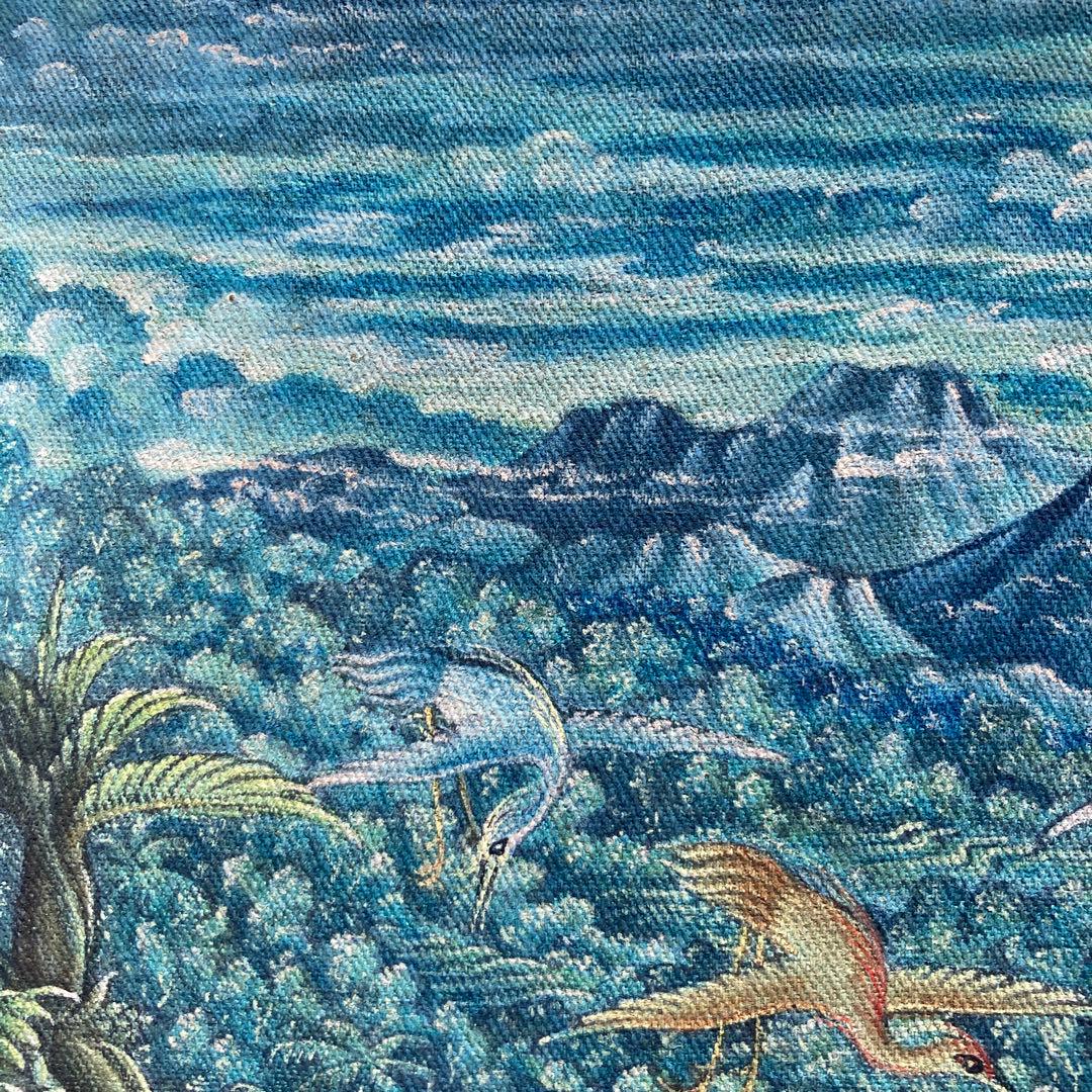 バリ絵　精緻な極細密画　超絶画法によって描かれたバリ島の民族画 約35×31cm