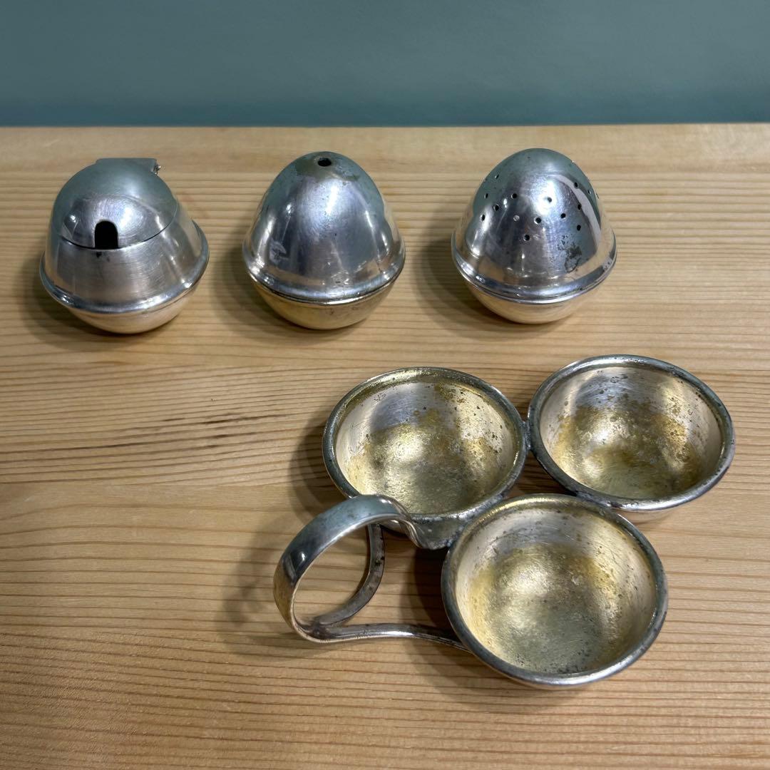 イギリス製アンティーク　調味料入れ　シルバープレート