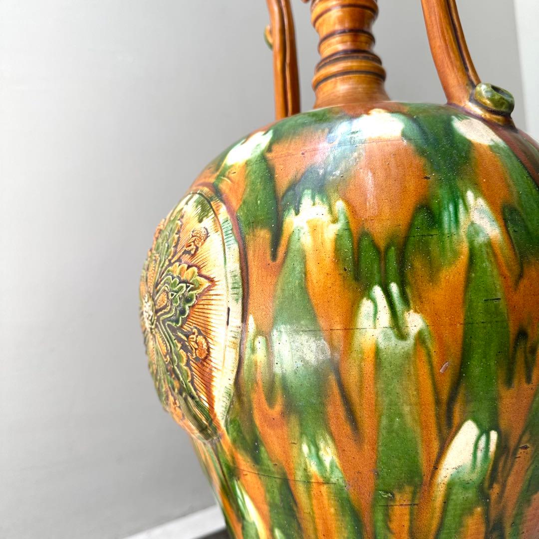 唐三彩 壺 双耳 唐物 装飾 中国美術 中国古玩 骨董