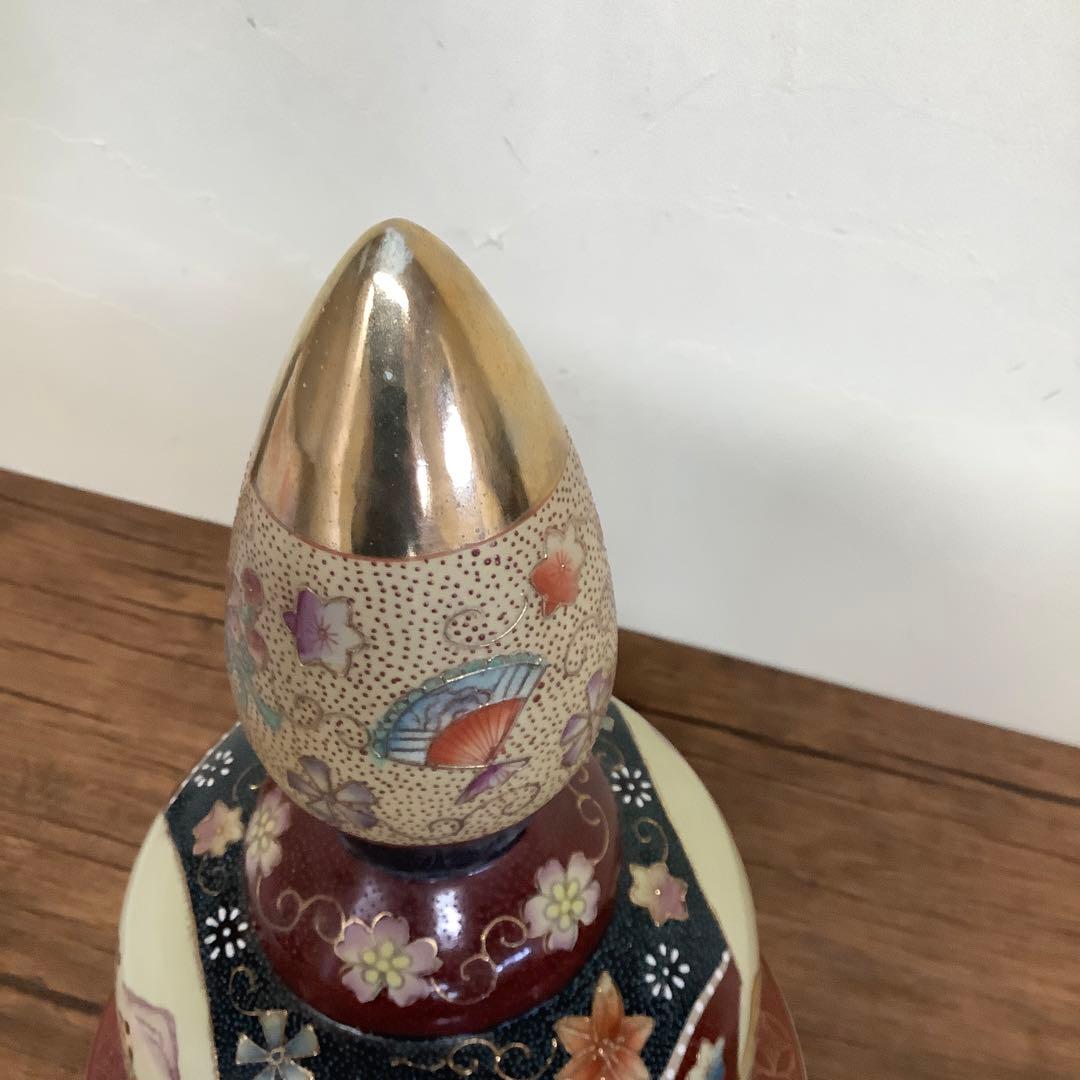 薩摩焼？　古代美人図　壺飾り壺　沈香壺　大型　大サイズ