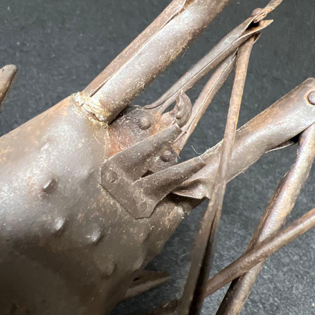 時代　明珍在銘鉄製自在伊勢海老木箱付全長約36㎝/134g東Y7-1205☆1F