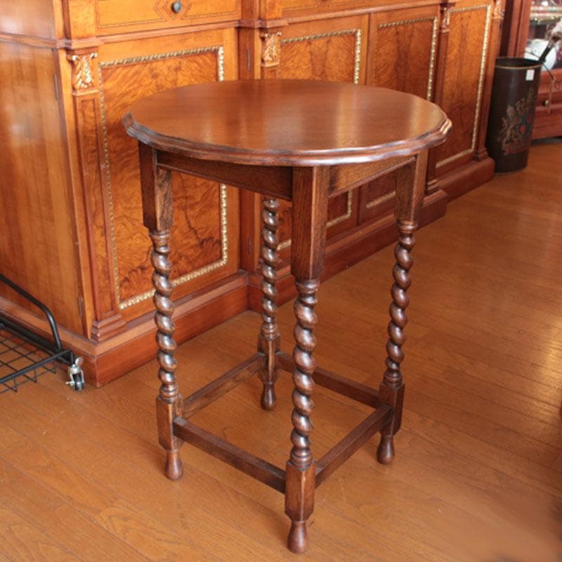 丸型サイドテーブル Φ52cm 木製 花台 ツイストレッグ 627-021