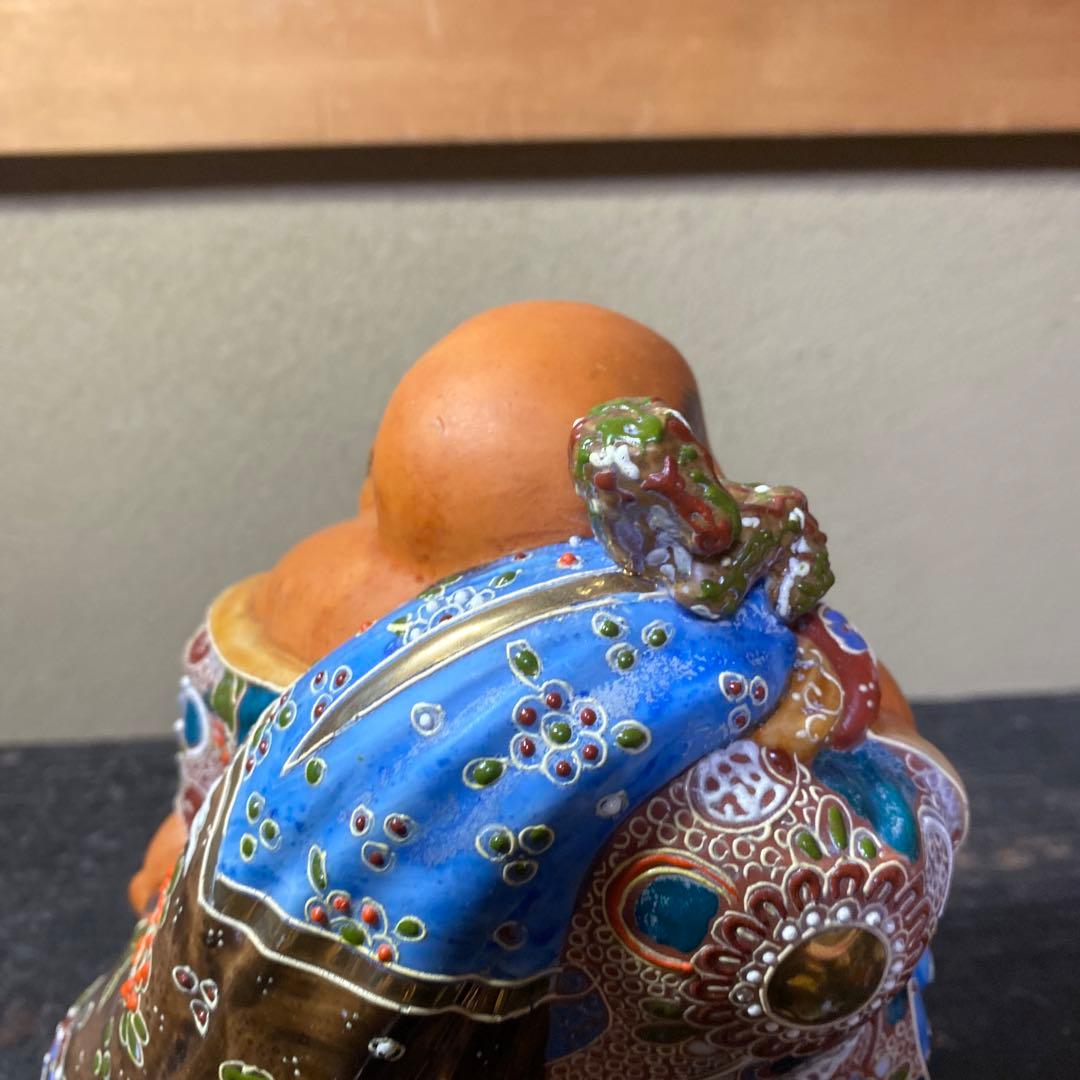 九谷焼　色絵金彩布袋置物