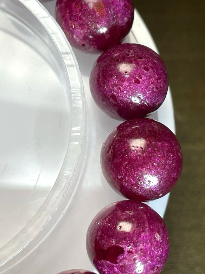 天然石ルビーブレス約12.4㎜大玉（新品）高品質「宝石の女王」一点限濃いピンク