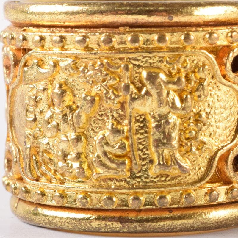 中国　光緒天宝足銀　山水人物彫　板指　N　7475