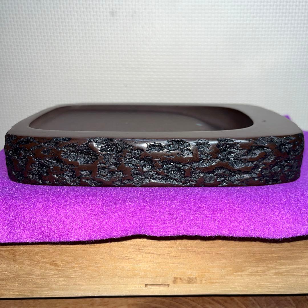 ⭕️赤間硯　野面硯　名工　日枝敏夫　３代目　玉峯　六寸大　大型　シャープな品