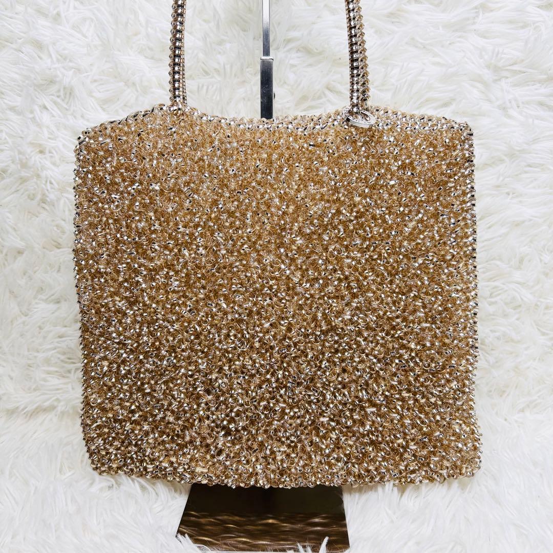 ★極美品★ アンテプリマ スクエア ラージ ワイヤーバッグ ゴールドシルバー