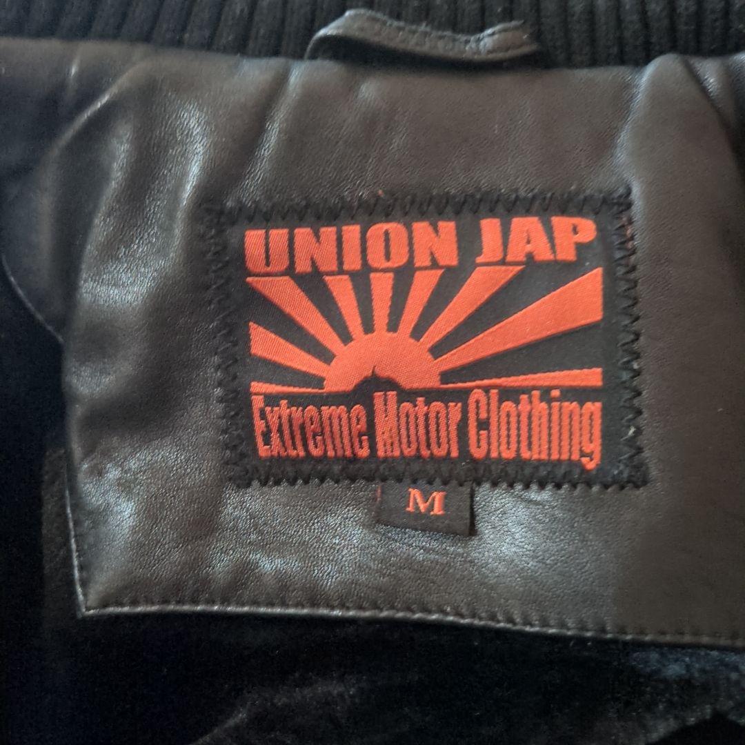 ユニオンジャップシングルライダースダウンジャケットブラックサイズM